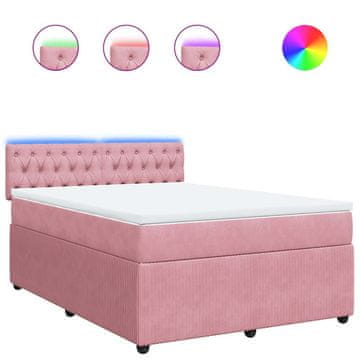 Vidaxl Box spring postelja z vzmetnico roza 140x200 cm žamet