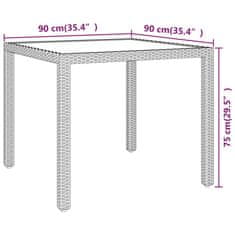 Vidaxl Vrtna miza rjava 90x90x75 cm poli ratan