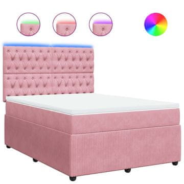 Vidaxl Box spring postelja z vzmetnico roza 140x200 cm žamet