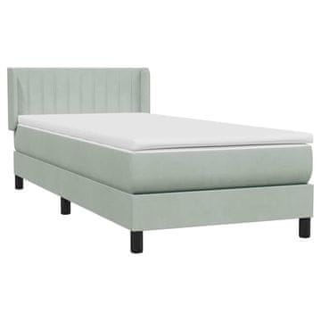 Vidaxl Box spring postelja z vzmetnico svetlo siv 90x220 cm žamet