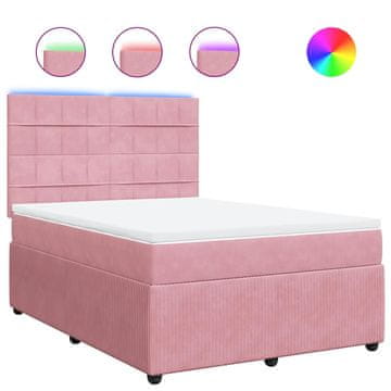 Vidaxl Box spring postelja z vzmetnico roza 140x190 cm žamet