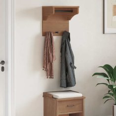 Vidaxl Stenski obešalnik za plašče SANDNES 43x30x42 cm les borovega