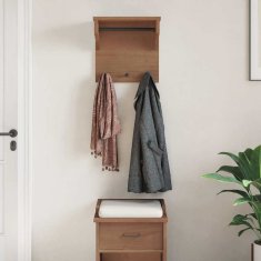 Vidaxl Stenski obešalnik za plašče SANDNES 43x30x42 cm les borovega