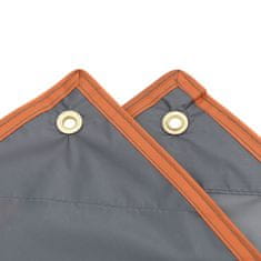 Vidaxl Dežni pončo s kapuco 2 v 1 siv in oranžen 223x145 cm