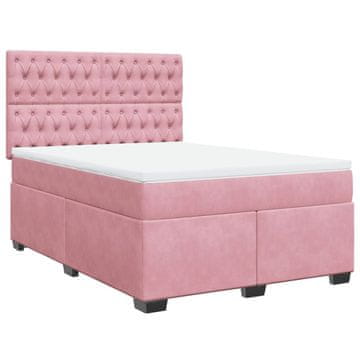 Vidaxl Box spring postelja z vzmetnico roza 140x200 cm žamet