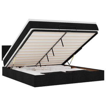 Vidaxl Otomanski posteljni okvir z vzmetnico črn 160x200 cm blago