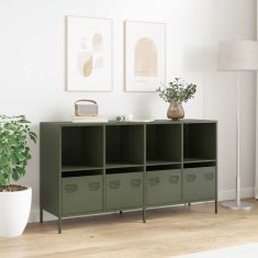 Vidaxl Komoda olivno zelena 135x39x73,5 cm hladno valjano jeklo