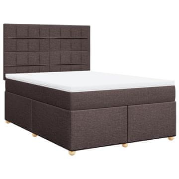 Vidaxl Box spring postelja z vzmetnico temno rjava 160x200 cm blago