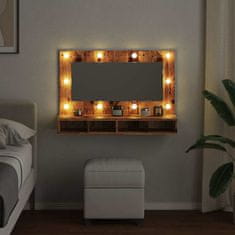 Vidaxl Zrcalna omarica z LED starim lesom 90x31,5x62 cm