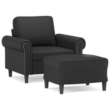 Vidaxl Fotelj s stolčkom za noge črn 60 cm umetno usnje