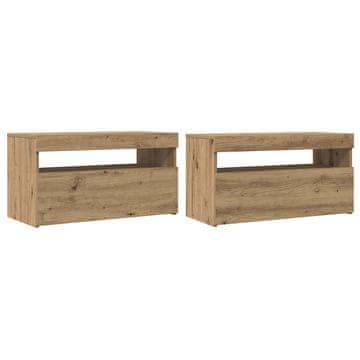 Vidaxl TV omarica z LED lučkami 2 kosa artisan hrast inženirski les