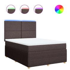 Vidaxl Box spring postelja z vzmetnico temno rjava 140x200 cm blago