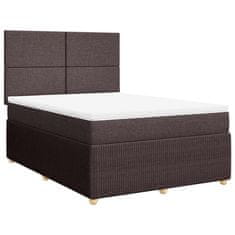 Vidaxl Box spring postelja z vzmetnico temno rjava 140x200 cm blago