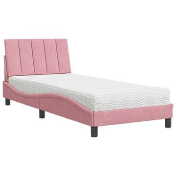 Vidaxl Postelja z vzmetnico Hanko roza 90x200 cm žamet