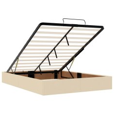 Vidaxl Otomanska postelja z vzmetnico krem 140x190 cm blago