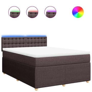 Vidaxl Box spring postelja z vzmetnico temno rjav 140x190 cm blago