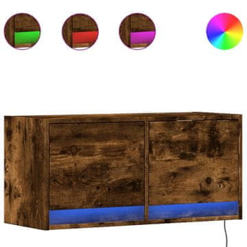 Vidaxl Stenska TV omarica z LED lučkami dimljeni hrast 80x31x38 cm