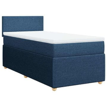 Vidaxl Box spring postelja z vzmetnico modra 80x200 cm blago