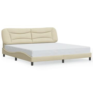 Vidaxl Posteljni okvir brez vzmetnice Hvar krem 200x200 cm blago
