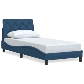 Vidaxl posteljni okvir brez vzmetnice Modra 80x200 cm Tkanina