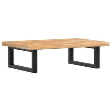 Vidaxl Stenska polica za umivalnik jeklo in trdna hrastovina