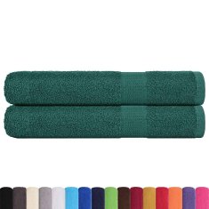 Vidaxl Brisače 2 kos zelena 100x200 cm 360 g/m² 100% bombaž
