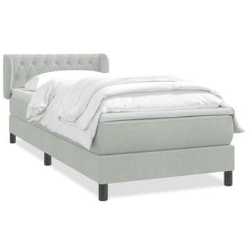 Vidaxl Box spring postelja z vzmetnico Svetlo siva 80x210 cm žamet