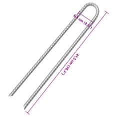 Vidaxl Klini za šotor 12 kosov U oblika 41,5 cm Ø12 mm pocinkano jeklo