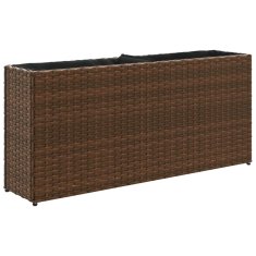 Vidaxl Vrtna korita z 2 loncema 2 kosa rjava 90x20x40 cm poli ratan