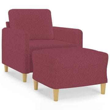 Vidaxl Fotelj s stolčkom za noge vinsko rdeč 60 cm blago