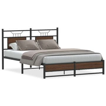 Vidaxl Posteljni okvir brez vzmetnice hrast 137x190 cm inženirski les