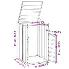 Vidaxl Lopa za smetnjak za 1 smetnjak zeleni 72x81x115 cm jeklo