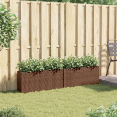 Vidaxl Vrtna korita z 2 loncema 2 kosa rjava 90x20x40 cm poli ratan