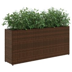 Vidaxl Vrtna korita z 2 loncema 2 kosa rjava 90x20x40 cm poli ratan