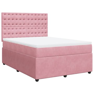 Vidaxl Box spring postelja z vzmetnico roza 160x200 cm žamet