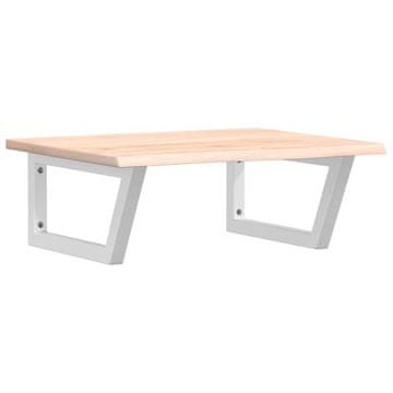 Vidaxl Stenska polica za umivalnik jeklo in trdna hrastovina