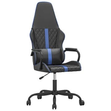 Vidaxl Masažni gaming stol modro in črno umetno usnje