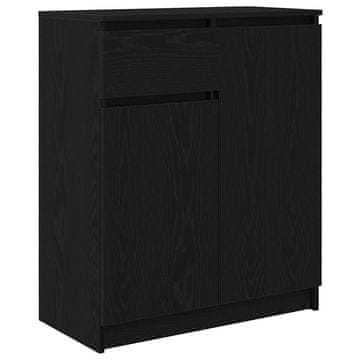Vidaxl Komoda s predalom črna hrast 71x35x84 cm inženirski les
