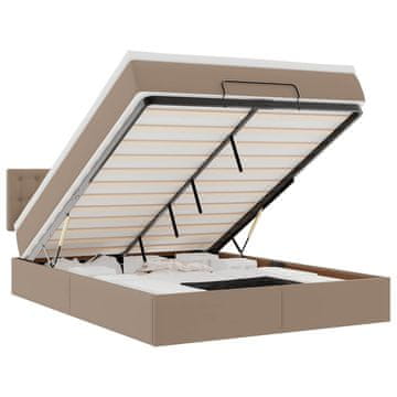 Vidaxl Otomanska postelja z vzmetnicami &amp; LEDs 140x190cm um. usnje