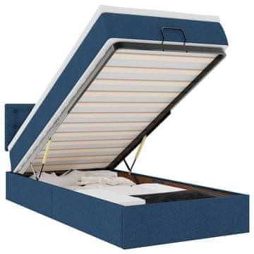 Vidaxl Otomanski posteljni okvir z vzmetnico moder 80x200 cm blago