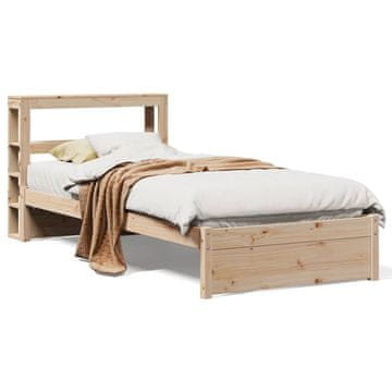 Vidaxl Posteljni okvir z vzglavjem bel 75x190 cm trdna borovina
