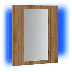 Vidaxl LED kopalniška omarica z ogledalom artisan hrast 40x12x45 cm
