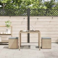 Vidaxl Vrtni stolčki z blazinami 2 kosa Bež 40x40x43 cm poli ratan