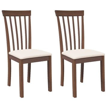 Vidaxl Jedilni stoli z blazinami 2 kosa Brown Solid Wood Rubber