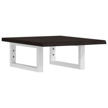 Vidaxl Stenska polica za umivalnik jeklo in trdna hrastovina