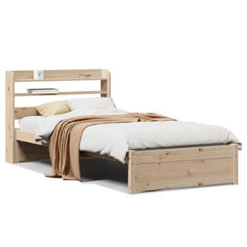 Vidaxl Posteljni okvir z vzglavjem bel 75x190 cm trdna borovina