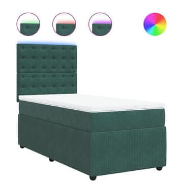 Vidaxl Box spring postelja z vzmetnico temno zelena 80x200 cm žamet