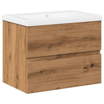 Vidaxl omarica za umivalnik z vgrajenim umivalnikom Artisan Oak