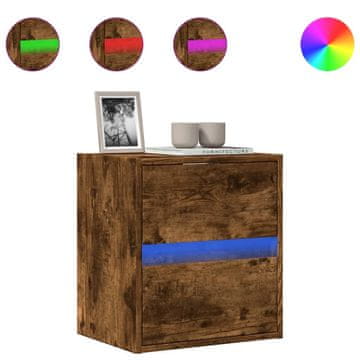 Vidaxl Stenska TV omarica z LED lučkami dimljeni hrast 41x31x45 cm
