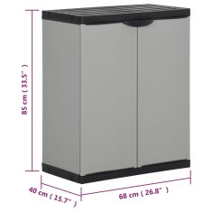 Vidaxl Vrtna omara za odpadke siva in črna 68x40x85 cm PP